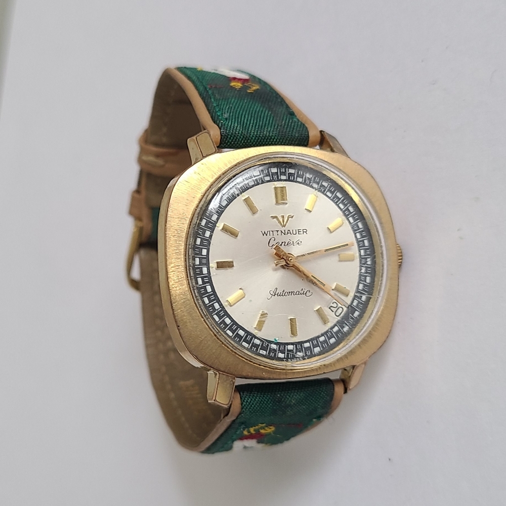 Vintage Men's Wittnauer Longines Luxury Geneve Automatic Gold Square Bezel Watch